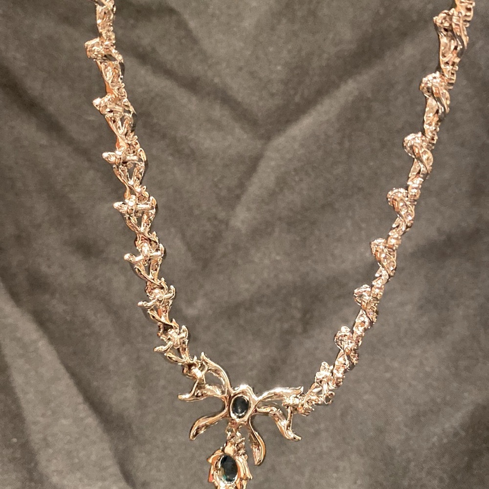 A Set of Absolutely Stunning Simulated Diamond & Sapphire Necklace & Earrings - Picture 11 of 15